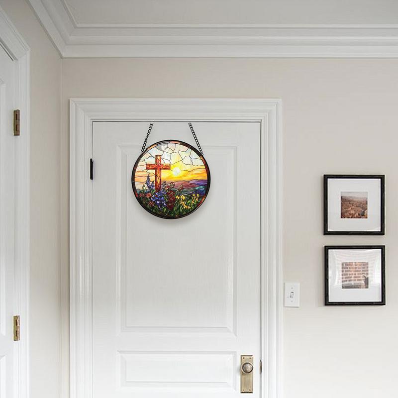 Flower Suncatchers Christian Acrylic Sun Catcher Stained Hangings Religious Home Decoration Flower Design For Window Wall Door