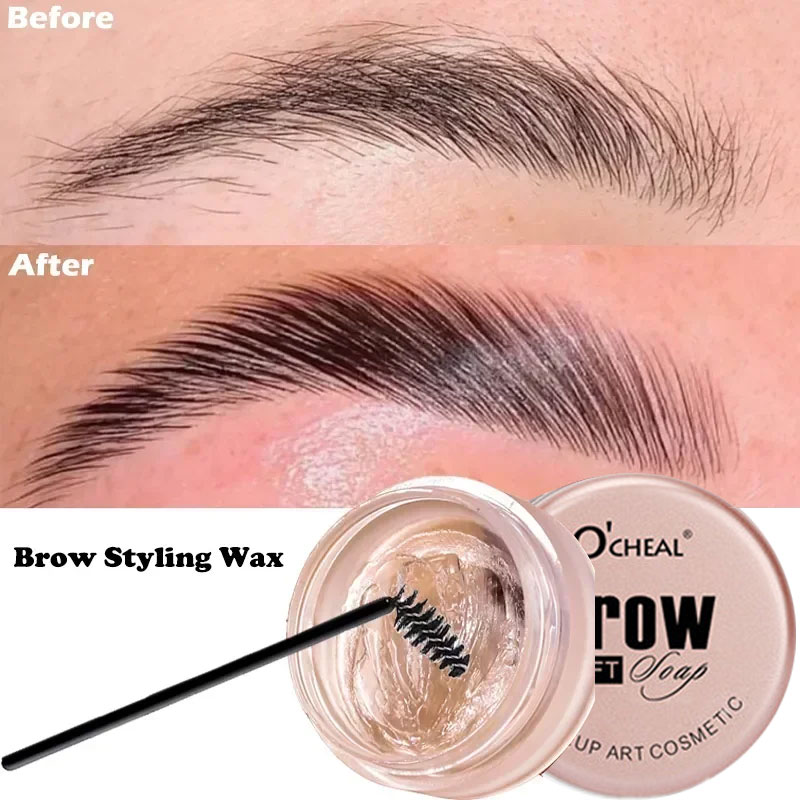 Impermeável Sobrancelha Styling Cream, Maquiagem de secagem rápida, Sobrancelha Esculpir Sabão, Natural Wild Brow Pomade, Setting Gel Wax, 3D, 1Pc