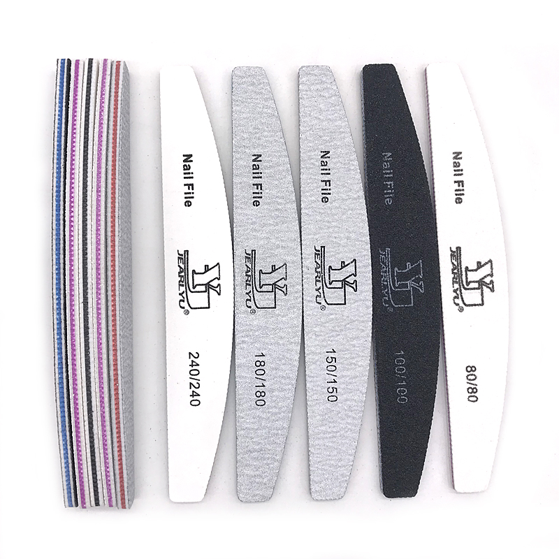 Set alat manikur, 5 buah/lot kikir kuku warna campur Limas 80/100/150/180/240 Grit profesional amplas kutikula penghilang File penyangga