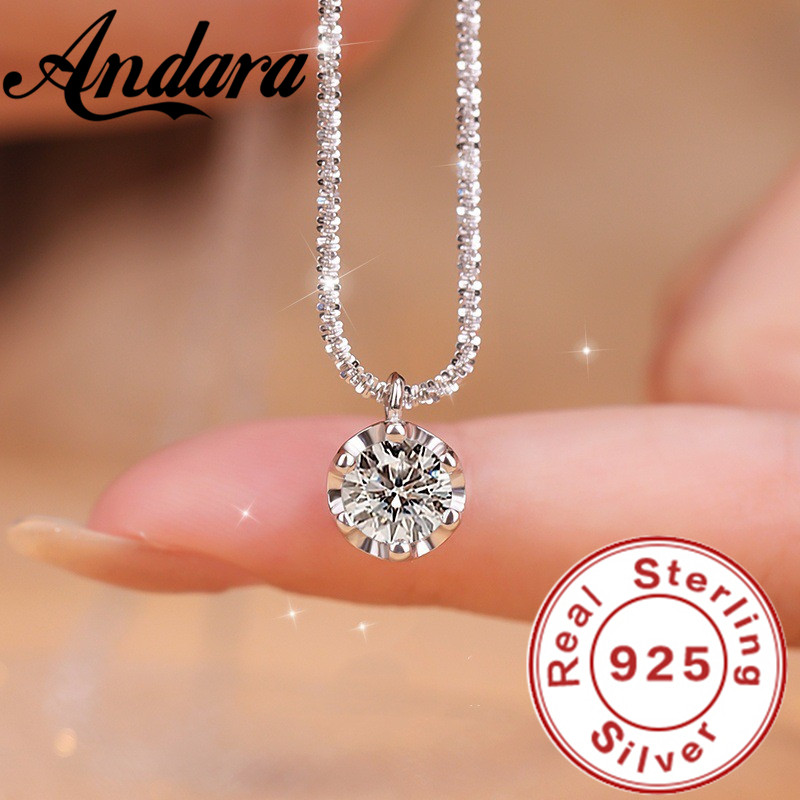 Andara-collar con colgante de circonita AAAAA de Plata de Ley 925 de lujo, collar de plata italiana a la moda, joyería para mujer