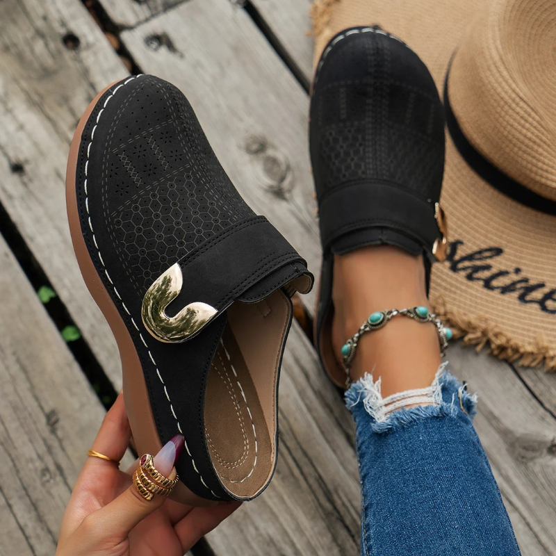 Zapatillas De Mujer 2024 nueva moda De verano sandalias poco profundas con punta abierta Zapatos planos zapatillas De tacón bajo diapositivas Mujer Zapatos De Mujer