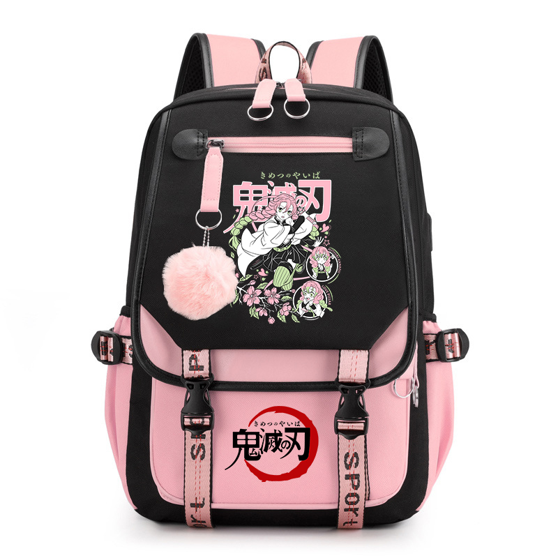 Zaino scolastico per bambini con motivo Anime Demon Slayer, zaino casual per ragazze, borsa per libri per studentesse