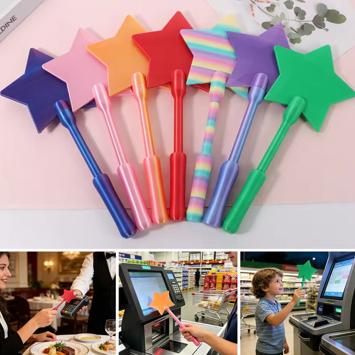 Kaarthouder Star Wand 3D-geprinte Tap-to-Pay-staaf Contactloze creditcardhouder Leuke magische betaalstaaf Cadeau voor kinderen en tieners