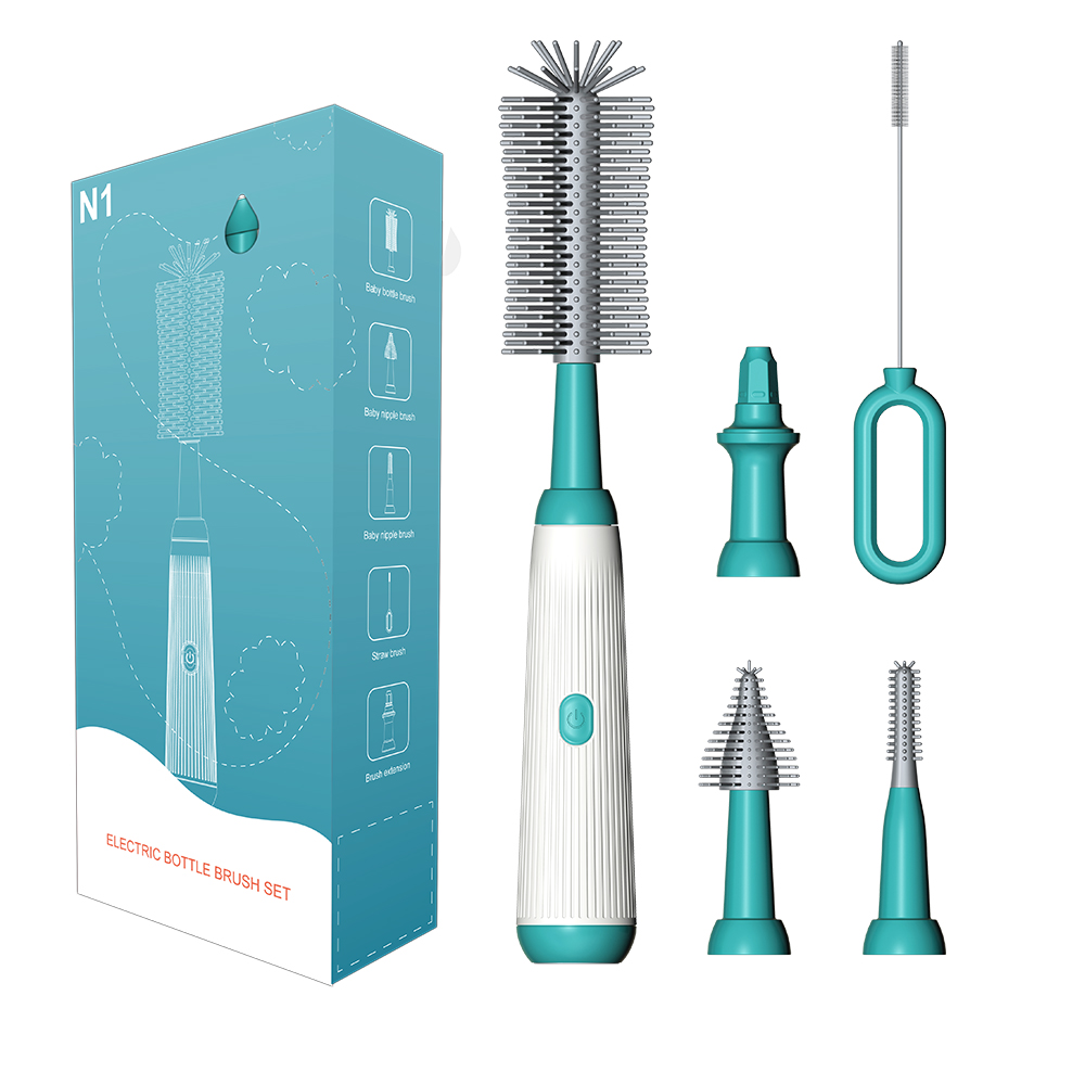 Escova elétrica para mamadeira, 1500mah, multiuso, silicone, sem fio, bebês, garrafa de leite, escovas limpas com extensões