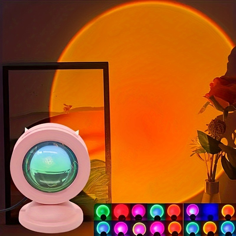 Luz LED de proyección de luz de puesta de sol con control remoto, luz nocturna de 16 colores, luces de amanecer iluminadas por RGB