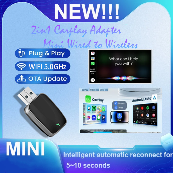 2025 무선 CarPlay 안드로이드 오토 유무선 어댑터, 플러그 앤 플레이 연결, 닛산 무선 어댑터 범용