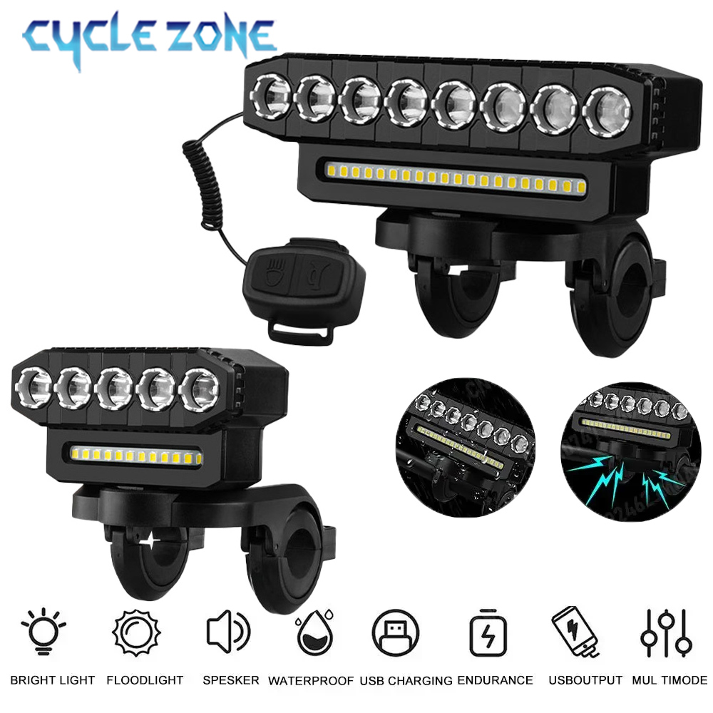 USB oplaadbare fietskoplamp met hoorn Waterdichte LED-fietskoplampen Road MTB-fietslampaccessoires Eenvoudig te installeren