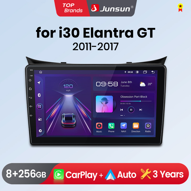 Junsun CarPlay Radio mobil otomatis Android untuk Hyundai I30 Elantra GT 2011-2017 Sistem Cerdas GPS stereo Radio mobil Multimedia