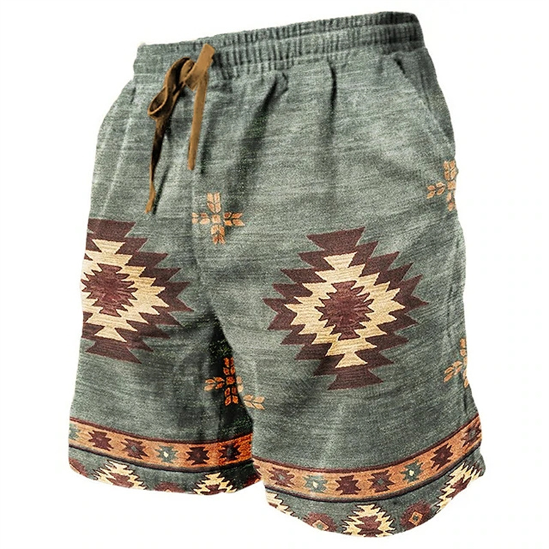 Adult Retro-Style 3D Printed Men's Quick-Drying and Breathable Shorts for Summer Sports and Casual Wear, Beach Pants