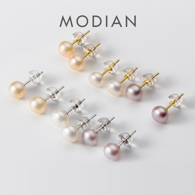 Modian Multi Warna Mutiara Alami Kualitas Tinggi 925 Sterling Silver Anti Alergi Stud Anting-Anting untuk Wanita Perhiasan Cantik aksesoris
