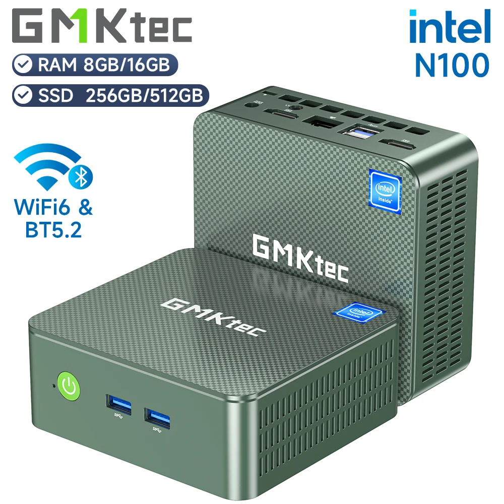 GMKtec G3 ミニ PC インテル Alder Lake N100 Windows 11 Pro ミニ PC 8/16GB DDR4 256/512GB PCIe M.2 SSD WiFi 6 BT5.2 デスクトップコンピュータ