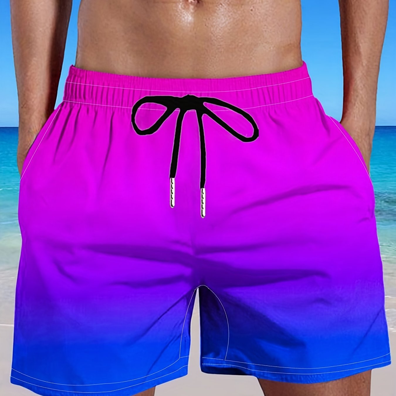 Pantaloncini da uomo taglie forti di colore sfumato pantaloni da spiaggia pantaloncini da vacanza con coulisse elastica pantaloni corti da palestra sportivi pantaloncini da spiaggia estivi