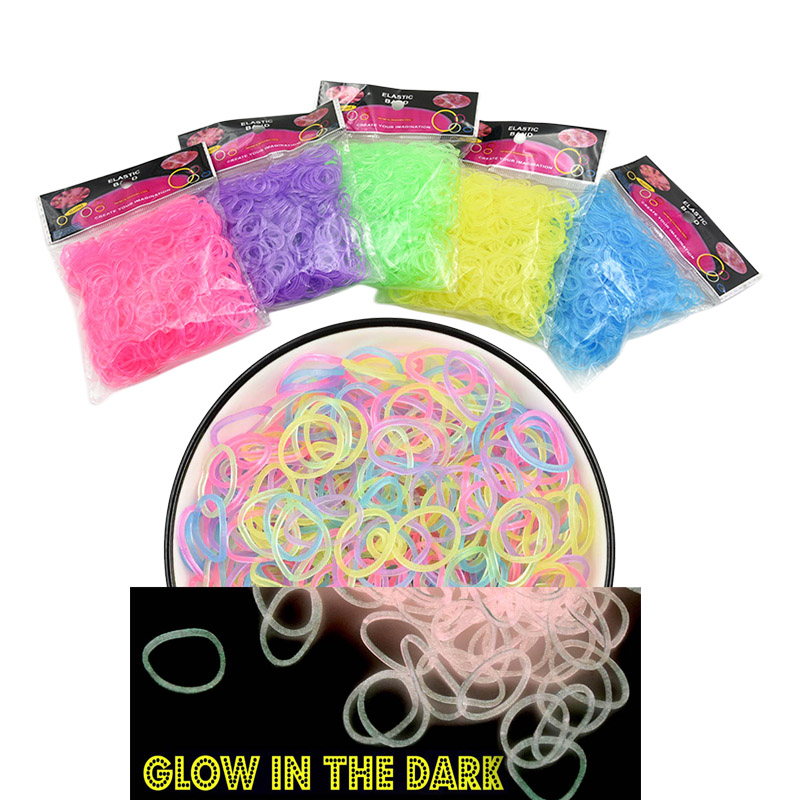 NEUE 600 stücke Fluoreszenz Glow Armbänder Machen Liefert DIY Gummi Webstuhl Bands Handgelenk Halsketten für Mädchen Party Liefert Junge Spielzeug