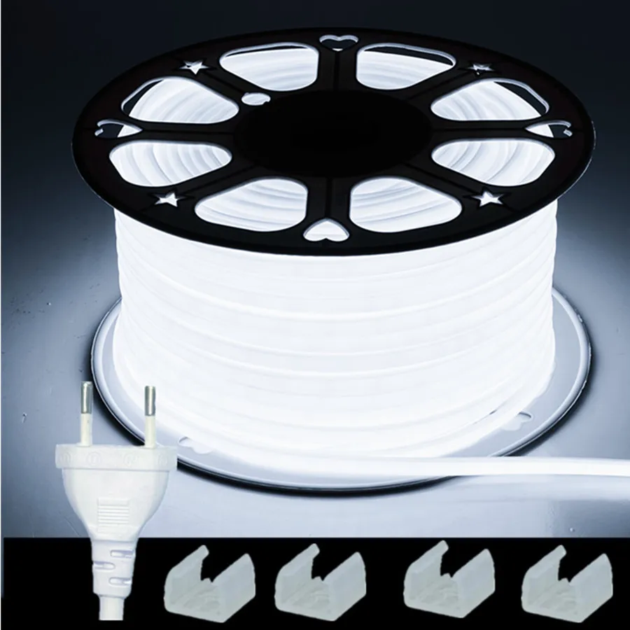 Tira de luces LED COB, interruptor de 220V/enchufe europeo regulable, 288LEDs/m, 3000k, 6000k RA90, cinta LED FOB para jardín al aire libre, iluminación para dormitorio y cocina