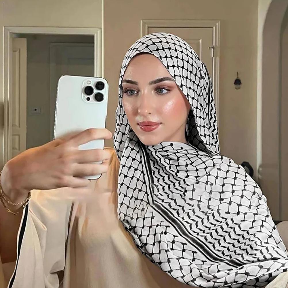 Große Größe kuffiyeh druckt Hijab Baumwoll schal atmungsaktiv weich lange Mode vorwärts Schals Kopftuch muslimischen Hijabs Schal Ramadan