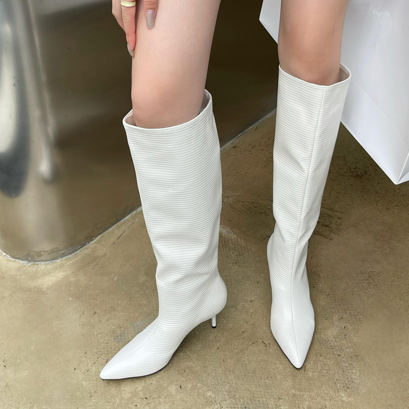 Eilyken, diseño de punta estrecha, botas hasta la rodilla para mujer, vestido de fiesta de diseñador, botines largos de calle, zapatos finos de tacón bajo
