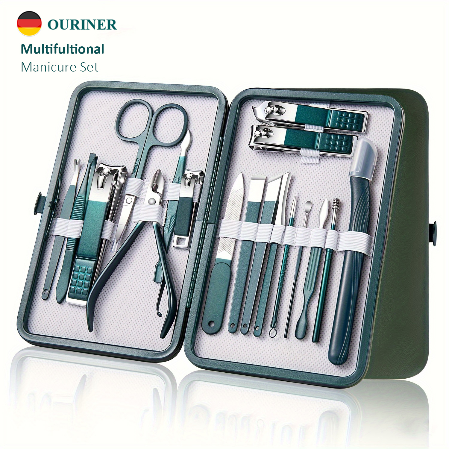Kit de manucure et pédicure professionnel en acier inoxydable, ensemble de coupe-ongles avec étui de voyage, 7 pièces, 10 pièces, 12/18 pièces