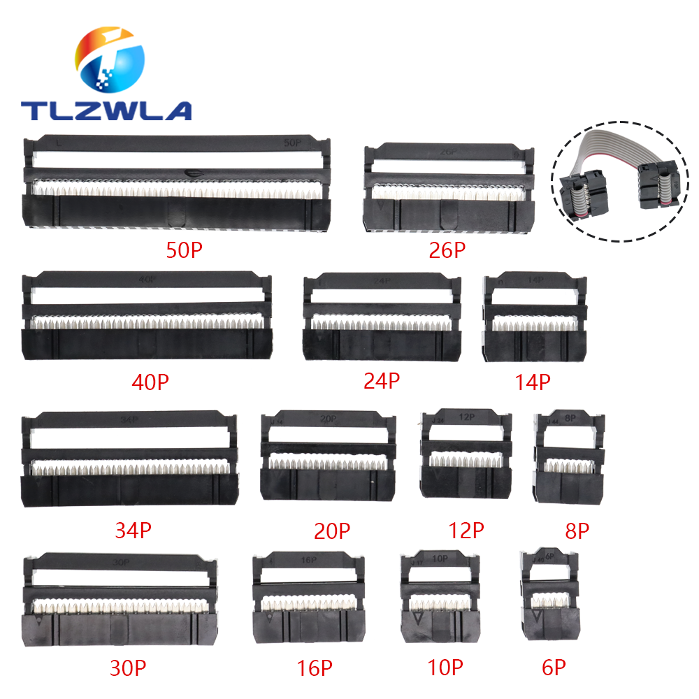 10 Chiếc 2.54 Mm 6 Vị Trí 8 10 12 14 16 18 20 24 26 30 34 40 Pin nữ IDC Ổ Cắm IDC Đầu Nối Dây Ruy Băng