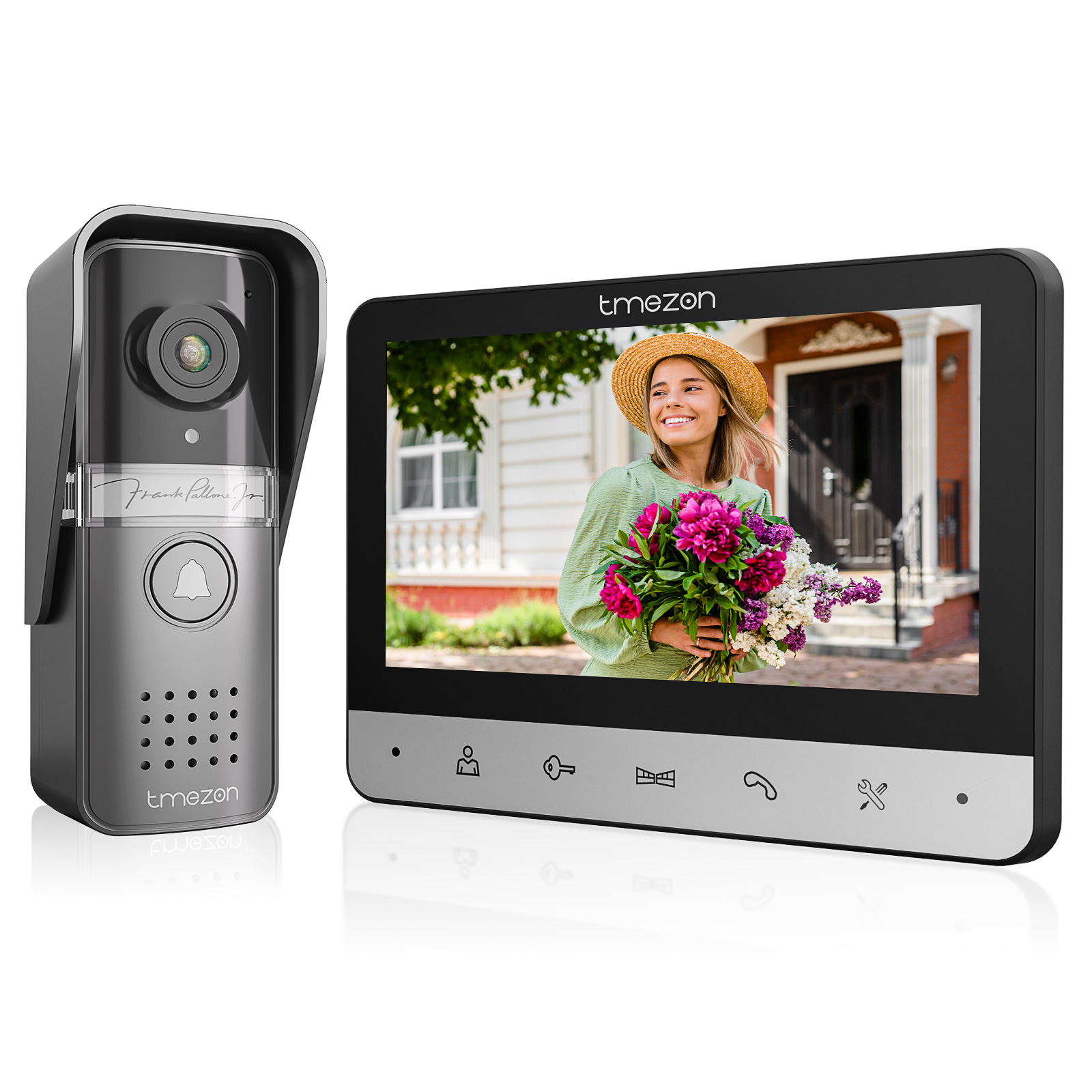 TMEZON video deurintercom deurbel intercomsysteem, 7 inch 1 monitor 1 camera aanraakknop, nachtzicht