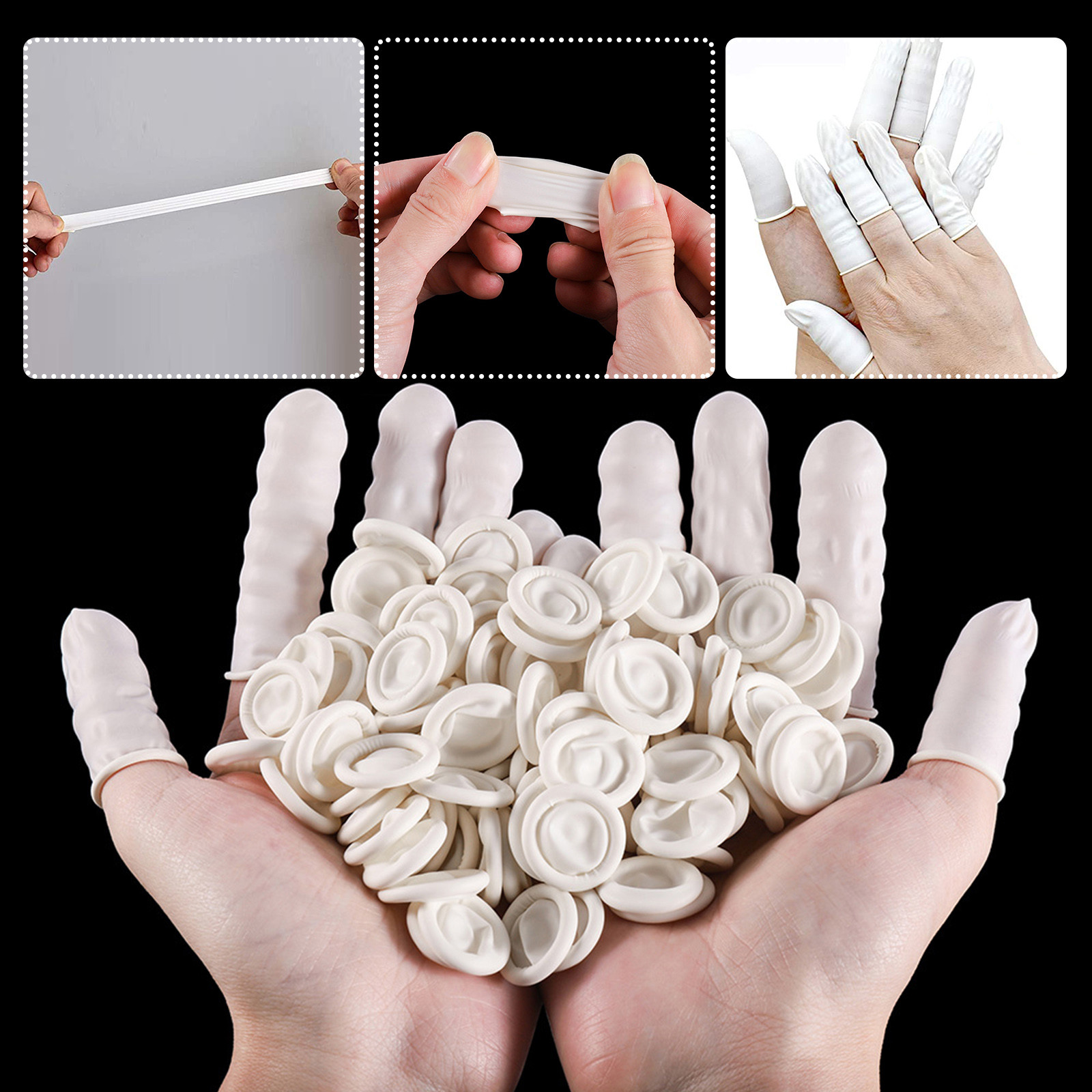 Protective Fingertip Natural Rubber Gloves Disposable Latex Finger Cots For Workplace Safety Nail Makeup Eyebrow Extension