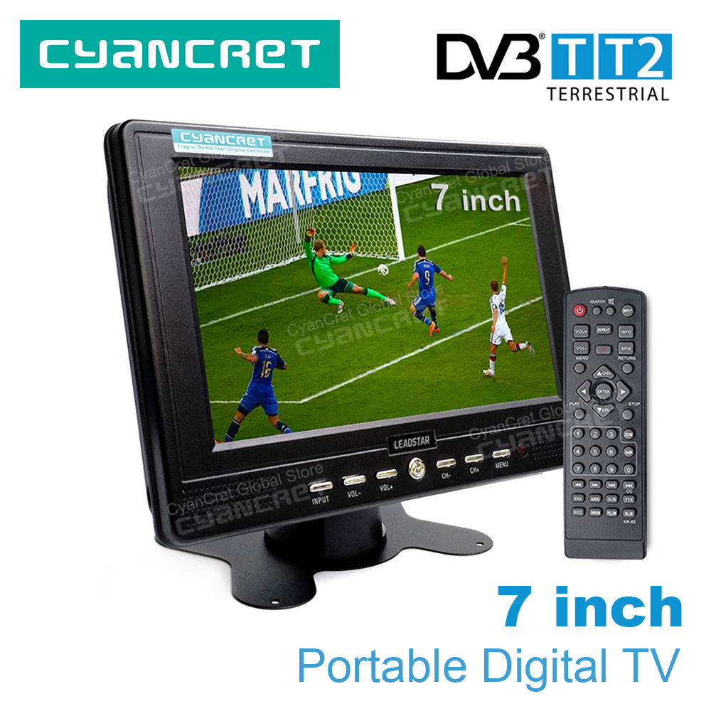 LEADSTAR D768 TV portátil de 7 pulgadas DVB-T2 tdt DTT mini TV Digital y Analógica para coche pequeño soporte de televisión USB TF H.265 AC3