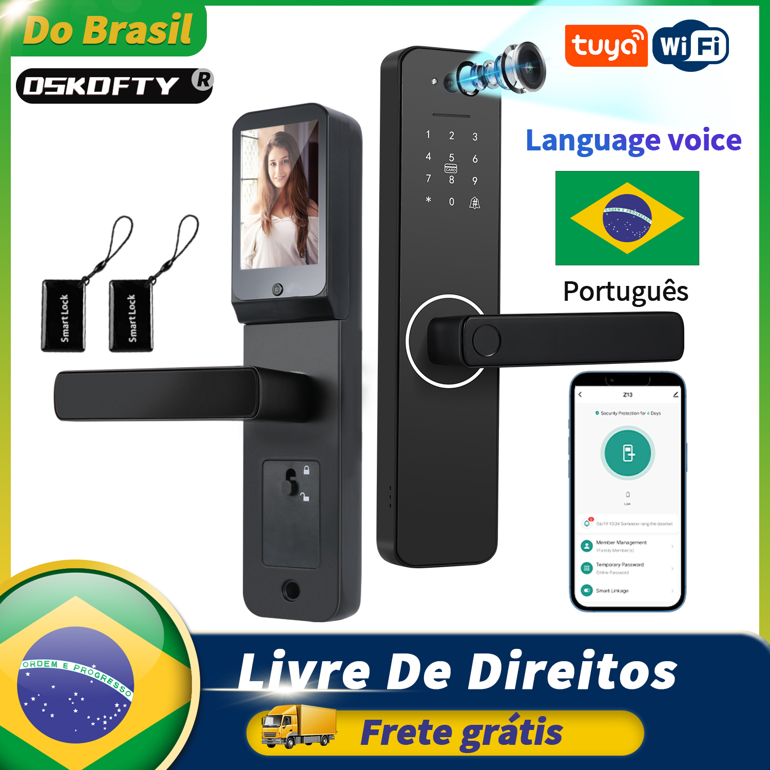 Fai il Brasile Tuya Wifi fechadura elettronica digitale com câmera brasil frete gratis fechaduras de impressão digital fechadura