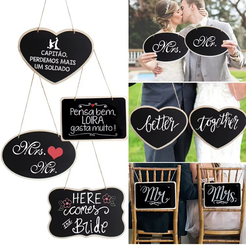 Tableau noir rustique en bois pour mariage, décoration de réception nuptiale Mr Mrs, stand photo, fête d'anniversaire, bricolage, décoration de maison, panneau d'affichage