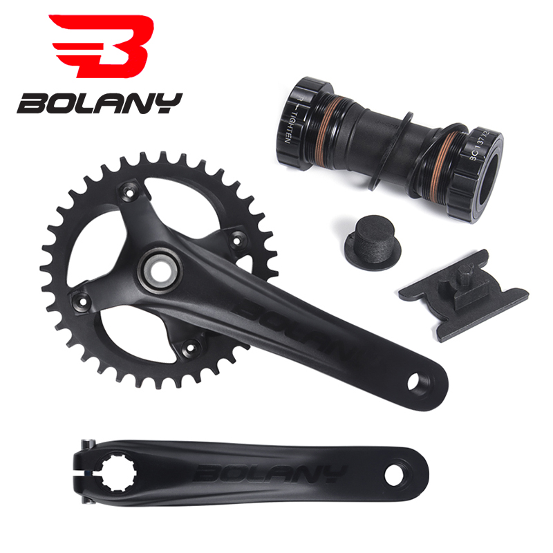 BOLANY engkol sepeda gunung 104BCD, Crankset sepeda terintegrasi aluminium Aloi BB68 170mm 32T 34T 36T MTB cincin rantai tunggal