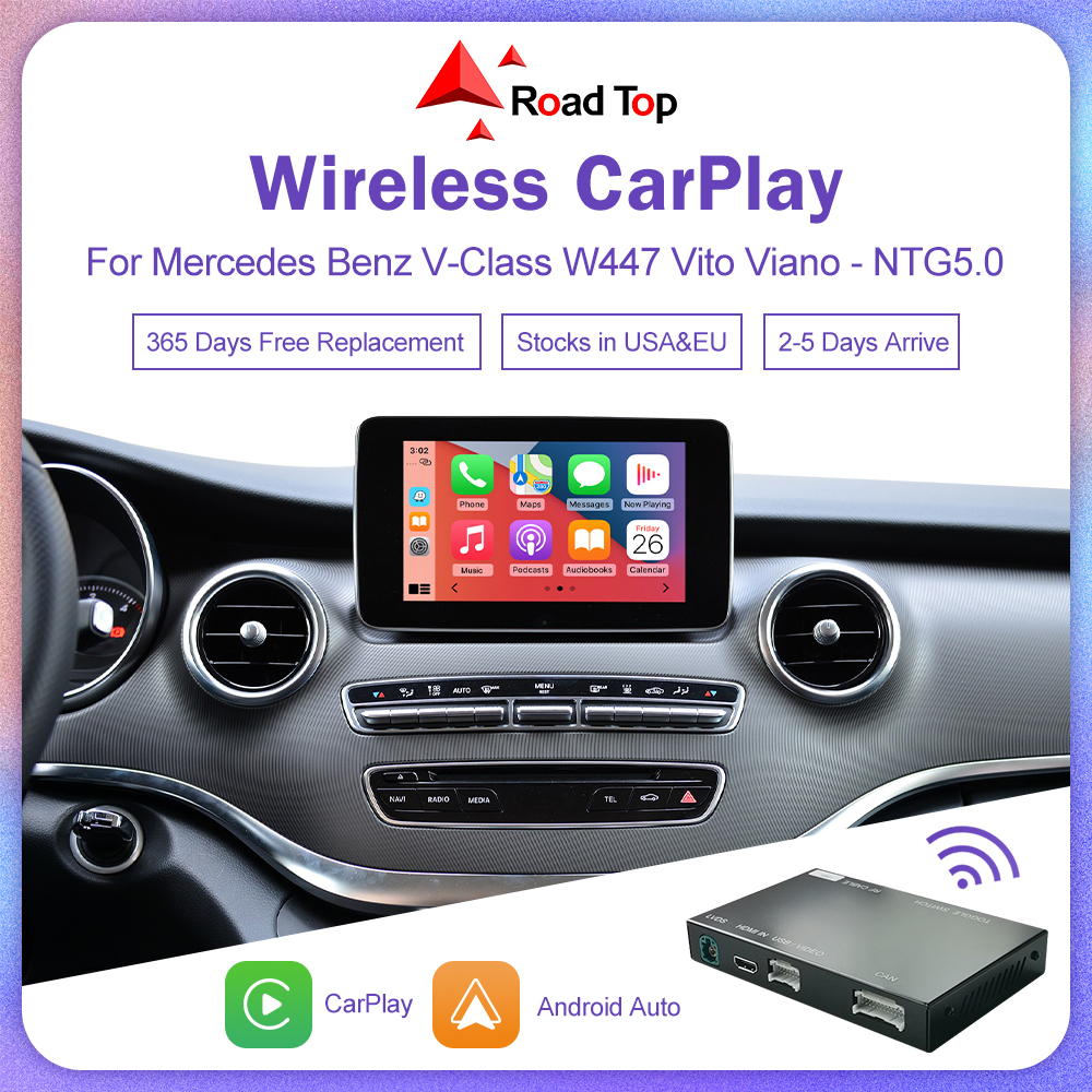 Decodificador inalámbrico para coche, dispositivo con Android, Mirror Link, AirPlay, para Mercedes Benz clase V W447 2014-2018 Vito Viano NTG5.0