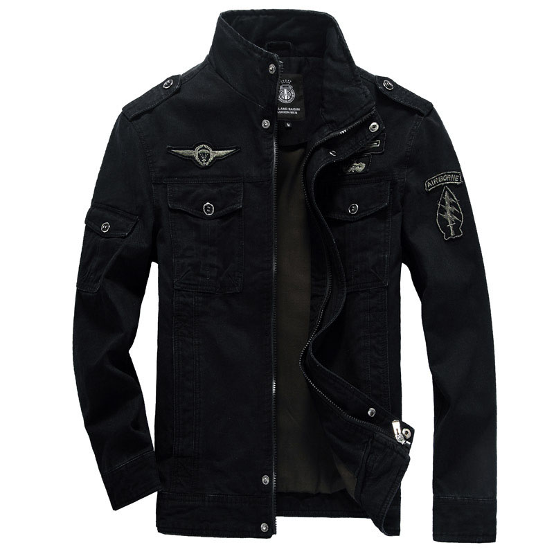 Jaqueta militar masculina de alta qualidade 2023 nova gola multi-bolso manga bordada ferramentas piloto plus size jaqueta de algodão masculina