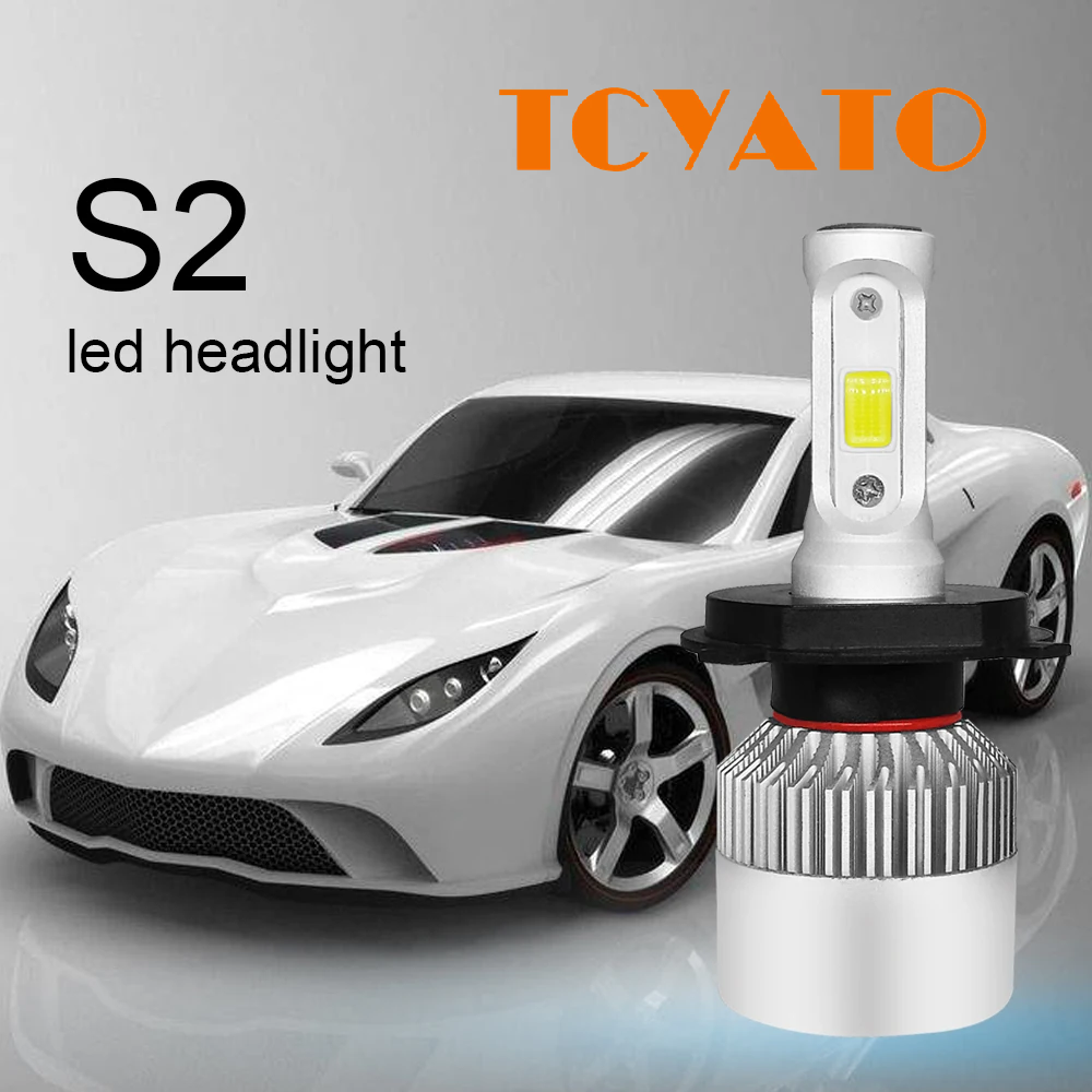 2 шт. Автомобильные лампы для фар S2 LED H1 H7 H4 9005 9006 Авто 72 Вт 8000LM 6500K Без ошибок Лампа ближнего света 9-36 В Для освещения