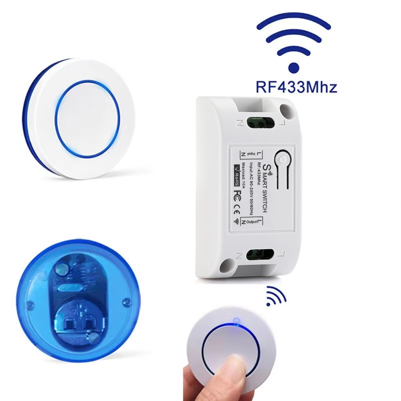 Interruptor de luz inteligente de 433Mhz, interruptor de botón LED, Control remoto inalámbrico Universal AC 110V 220V 10A, controlador de relé para lámpara