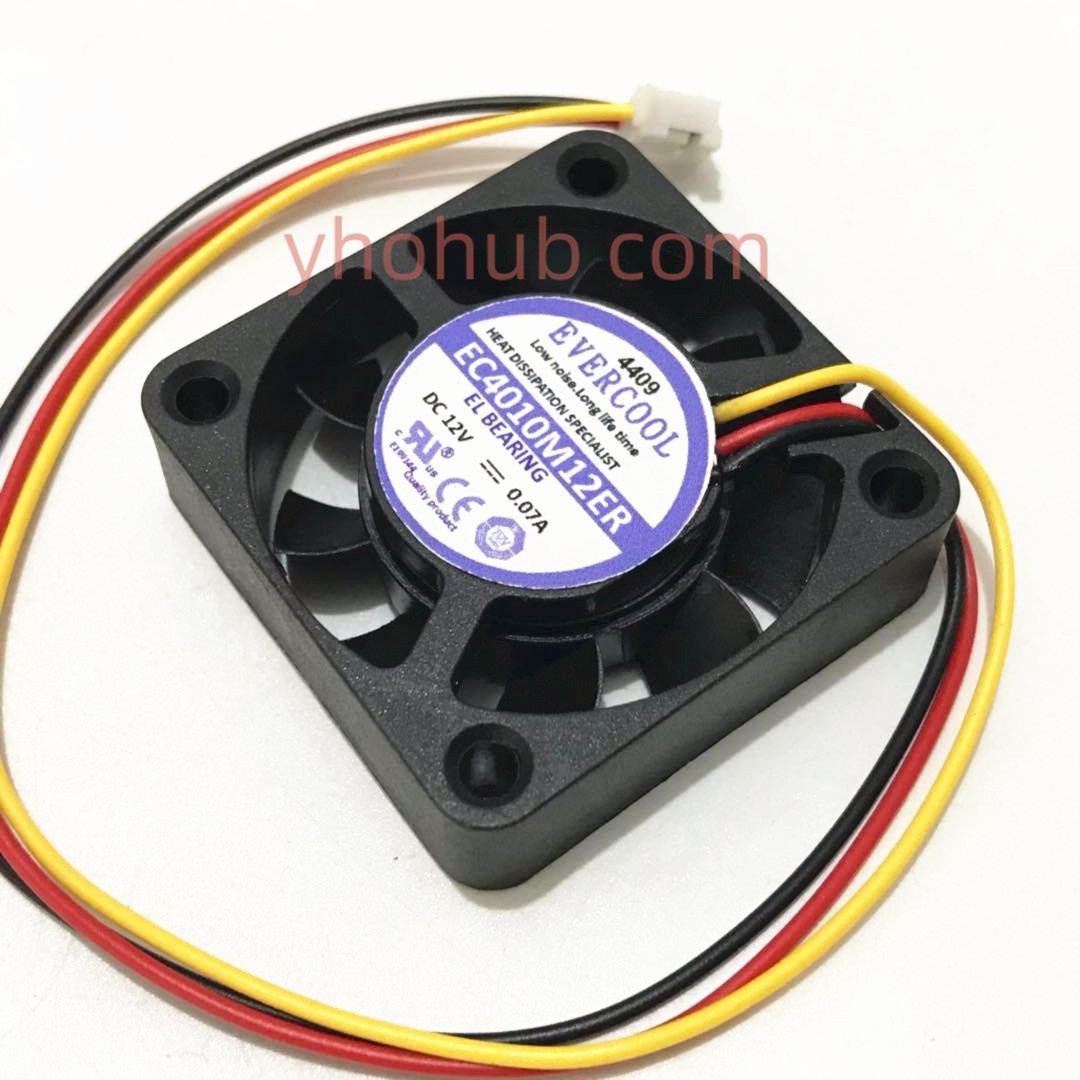 EverCool EC4010M12ER DC 12V 0.07A 40X40X10มม.3สาย Server พัดลมระบายความร้อน