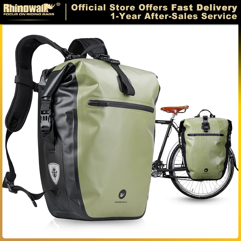 Rhinowalk Tas Sepeda & Pannier 100% Sepenuhnya Tahan Air 27L Tas Sepeda Besar Kapasitas Multifungsi Tas Keranjang Belakang Tas Bersepeda