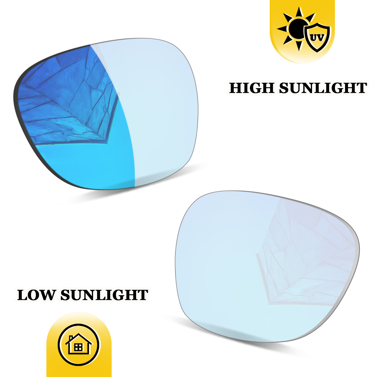 Lensa Pengganti Premium Fotokromik untuk Kacamata Meta Wayfarer (Gen1) RW4006 (Gen2) RW4012 50mm AI – Tidak Terpolarisasi