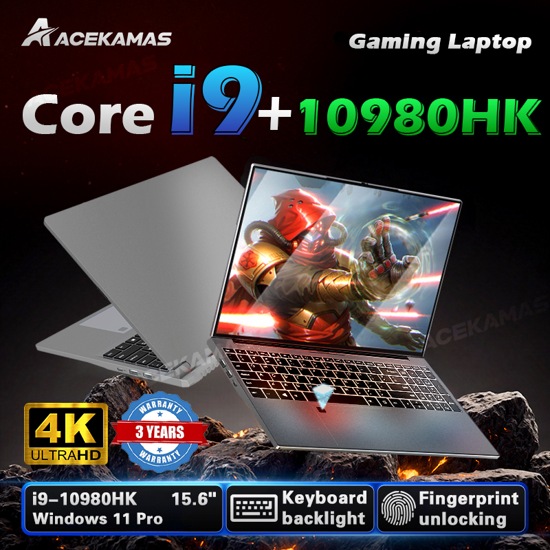 Portátil de 15.6 pulgadas con Windows 11, Core i9-10980HK, ordenador para juegos, 16 GB de RAM, portátil con desbloqueo por huella dactilar, retroiluminación, ordenador para estudio.