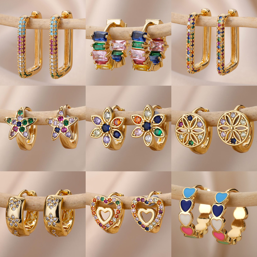 Rainbow Zirconต่างหูผู้หญิงZirconiaสแตนเลสHoopต่างหู 2023 ใหม่หรูหราความงามเครื่องประดับaretes mujer