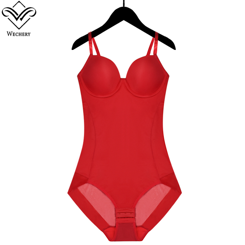 Wechery Red Top Body sculptant pour femme, effet rehausseur de fesses, en dentelle, entrejambe ouvert, coupe ajustée