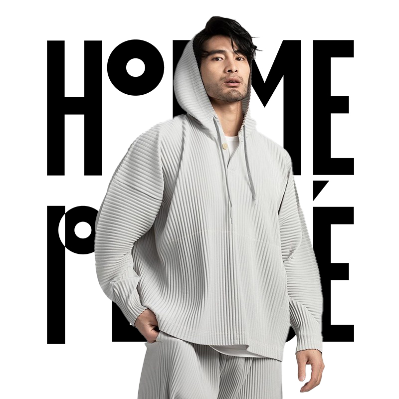 Plooien Geplooide Hoodies Voor Mannen Zwarte Hoodie 2025, Effen Kleur Jas Ademend Los Trekkoord Casual Top Herenkleding