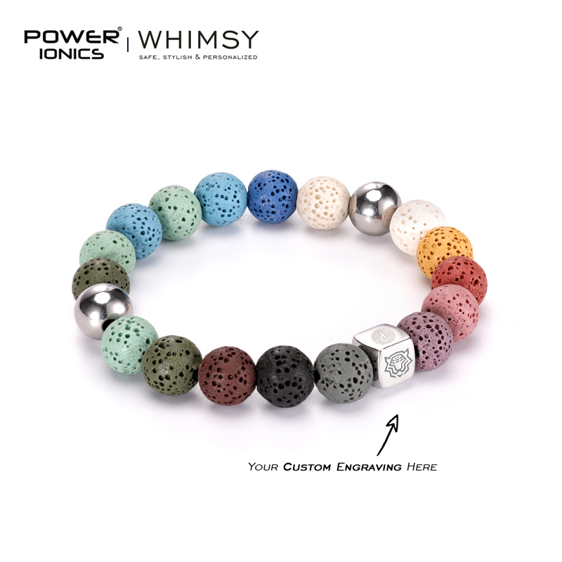 Power Ionics Whimsy мужские и женские новые модные вулканические камни Радужный Сувенирный браслет с бесплатной гравировкой
