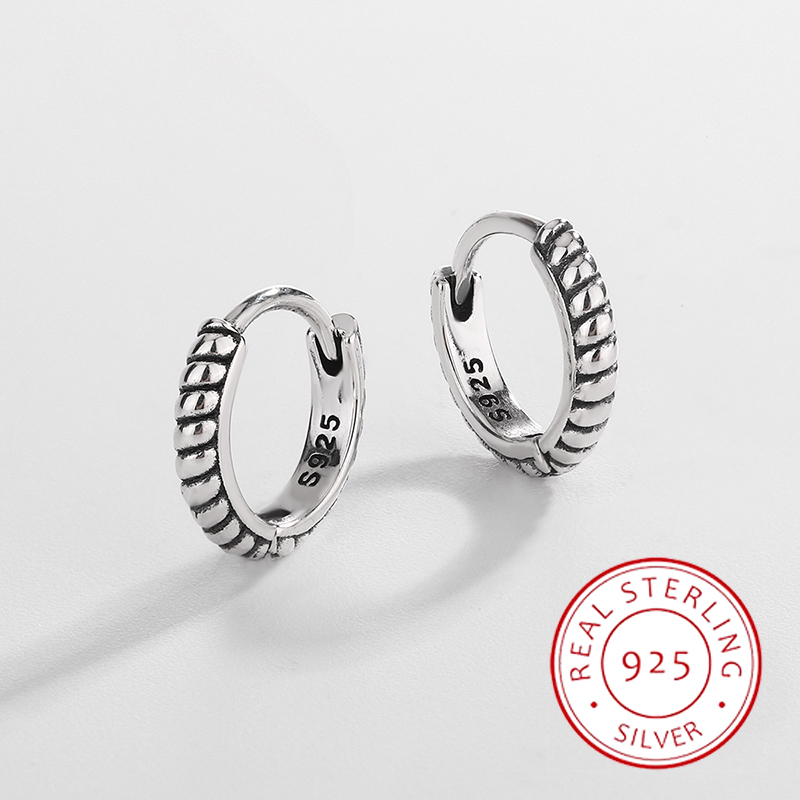 Modische und einfache echte s925 Silber Herren Retro Creolen Damen klassisch und vielseitig
