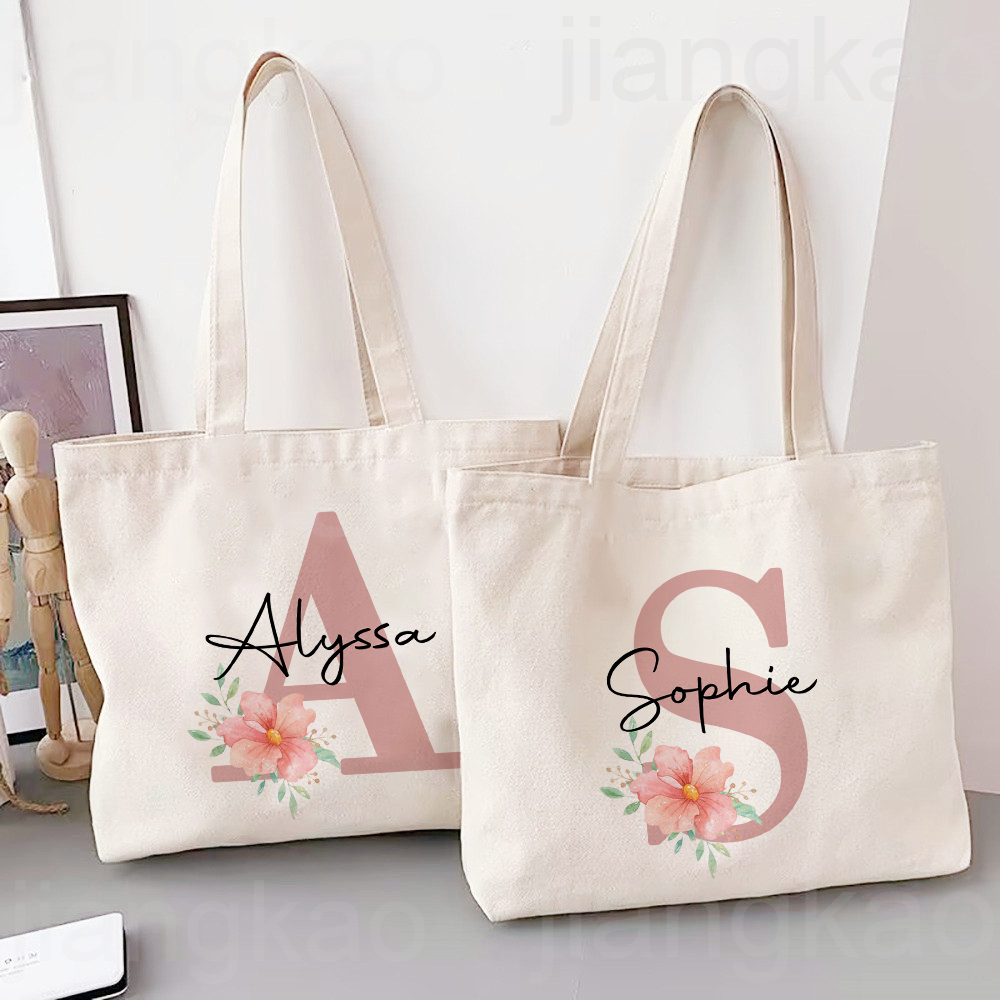 Sac fourre-tout personnalisé avec nom pour femmes, sacs à bandoulière en toile, sac de Shopping monogramme, sacs à main, cadeaux d'anniversaire et de mariage pour elle