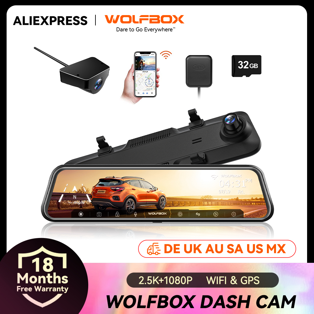 Wolfbox Wifi Achteruitkijkdashcam G 840H 12Inch Voor En Achter Wifi Dashcam Wdr 2K 140fov Wolfbox Wifi Auto Dvr Super Nachtzicht