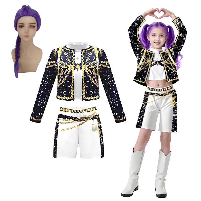3 szt. Kostiumy na Halloween dla dziewcząt Rumi Pop Hunters Singers Ubrania Demon Zoey Mira Bluzki Spódnica Zestawy do tańca Pasujące stroje