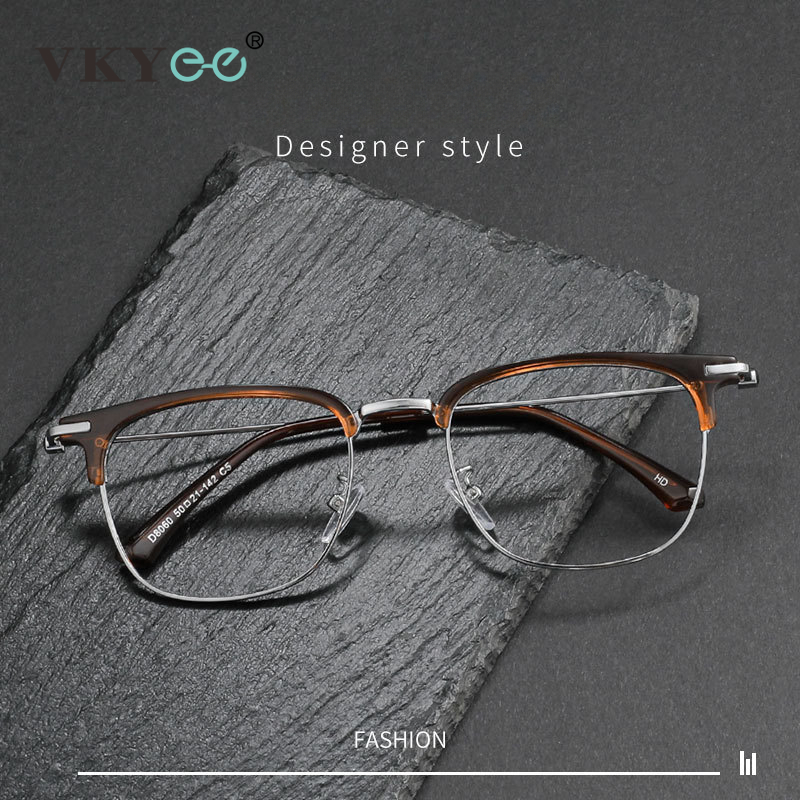 VICKY Fashion Vintage turkusowe okulary z czystego tytanu mężczyźni i kobiety komputer niebieskie blokowanie krótkowzroczności konfigurowalne na receptę D8060