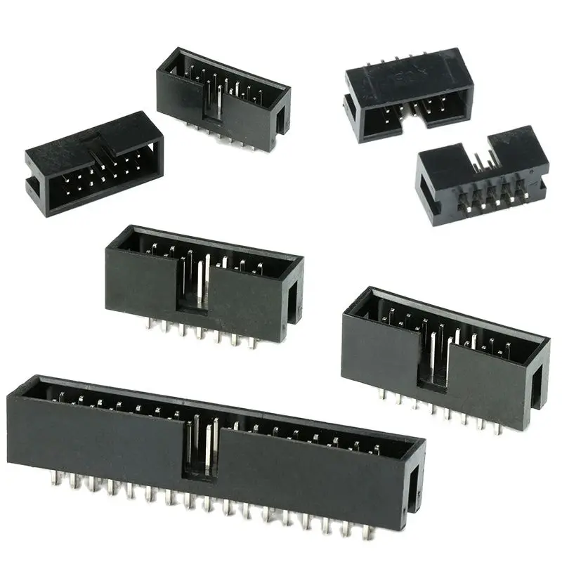 10pcs PCB Connector DC3 6/8/10/14/16/20/26/34/40/50P 2.54mm Pitch Male Socket Double Row Straight IDC Box Headers Dip Connector