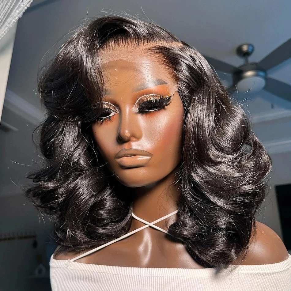 200 Gęstość Krótkie Peruki Bob Body Wave Lace Frontal Peruka Brazylijska Remy 4x6 Bezklejowa Peruka Bob Water Wave Lace Front Ludzkie Włosy Peruki