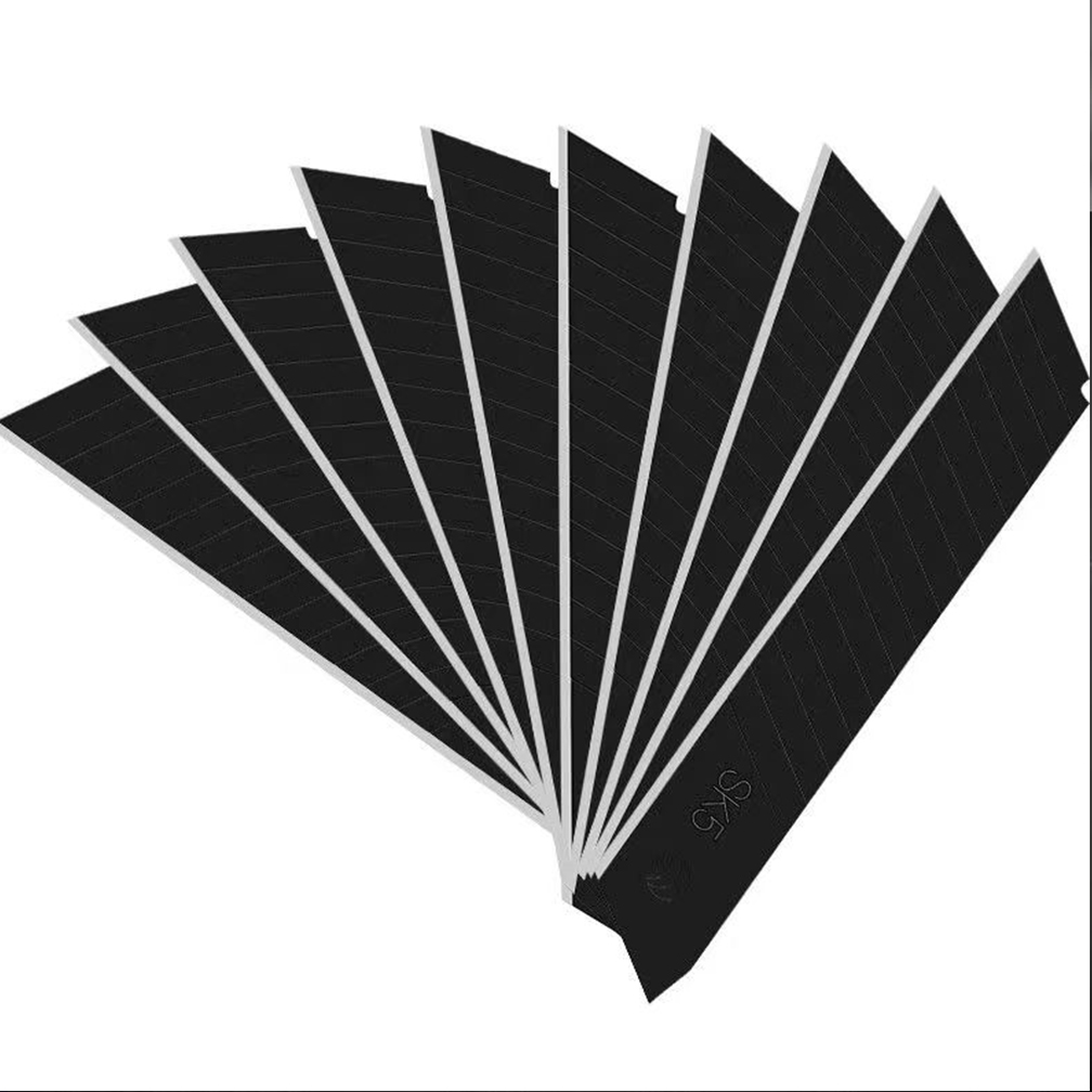 10 pièces/1 boîte 25mm SK5 lame en acier inoxydable noir argent couteau rétractable boîte coupe Snap-off couteaux utilitaires de poche en gros