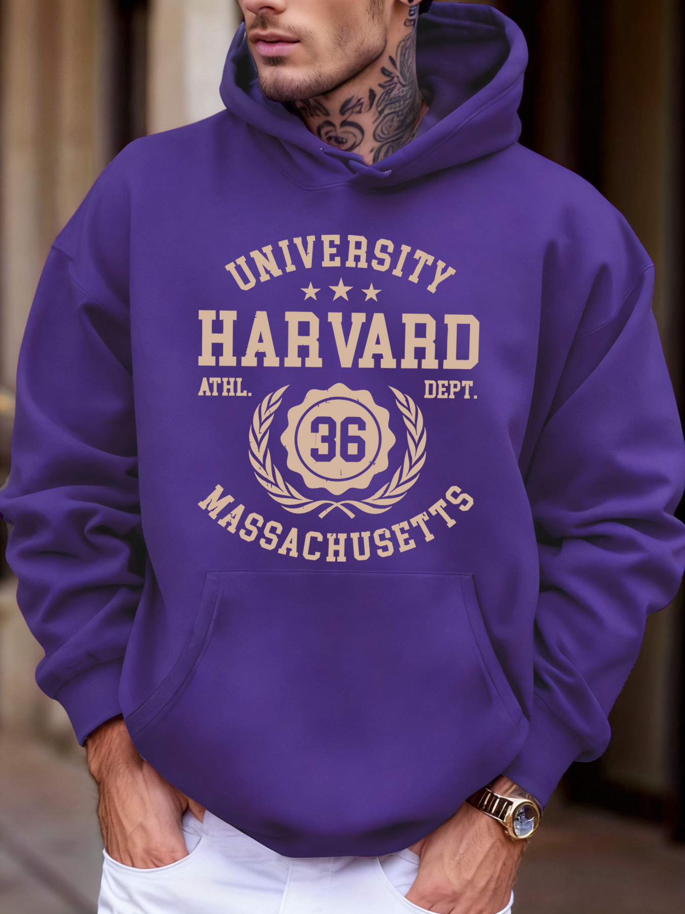Uniwersytet Harvard Massachusetts Nadruk Jesień Miękka Bluza z Kapturem Męska Polarowa Luźna Bluza Sportowa do Biegania Casualowa Bluza Uliczna