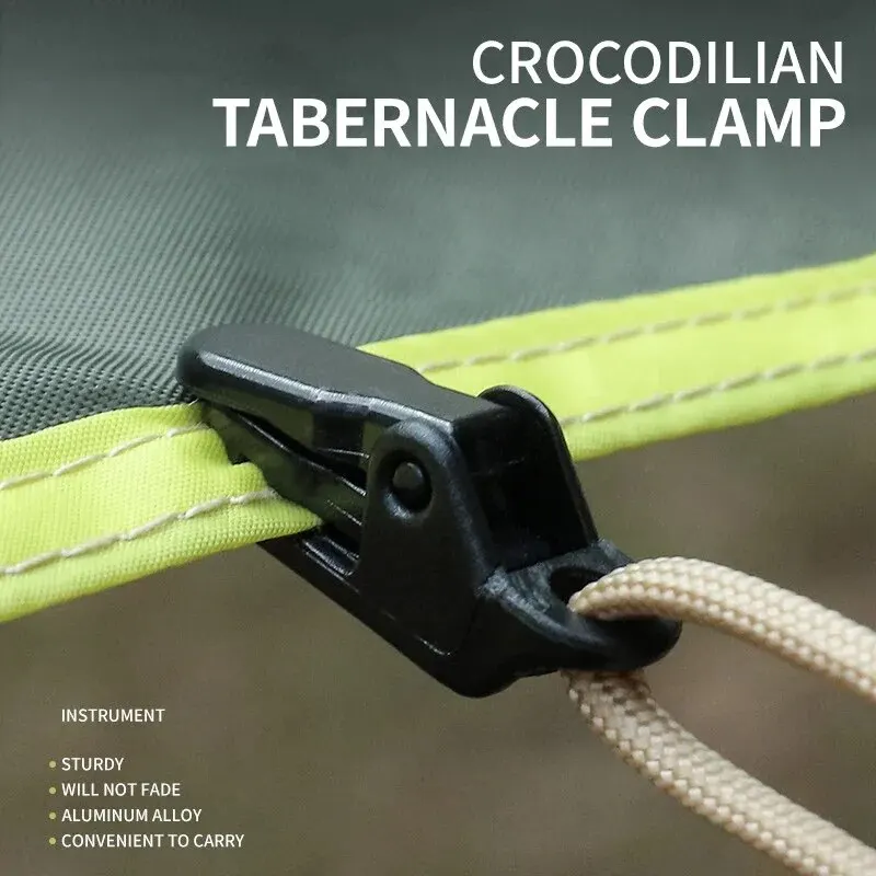 10Pcs กลางแจ้งผ้าใบกันน้ําคลิป Camping เต็นท์กันสาดลมเชือก CLAMP อุปกรณ์คลิปพลาสติก BUCKLE FIXED Jaw Grip Hook Accesorios